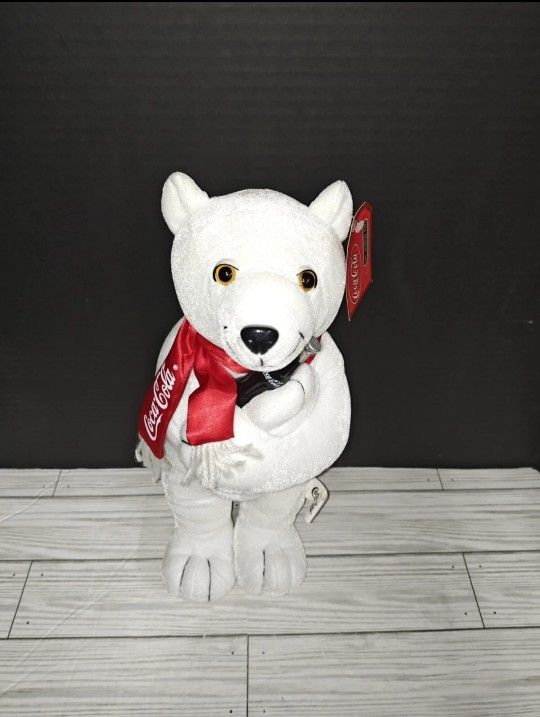 Coke Brand Coca Cola Polar Bear With Bottle & Scarf Plush Collectible Toy 2002