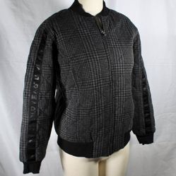 Bomber Jacket Zip Up Plaid Gray Black Quilted Love Gwen Stefani Style Size Med
EV1