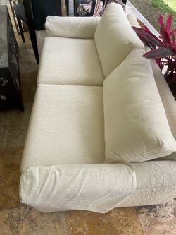 Cream Patterned Two-Cushion Sofa