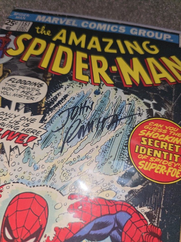 Spiderman Signed John Romita Sr. The Amazing Spiderman Comic Book Issue #151 Rare Signature Autograph