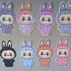 Holographic Macaron 12 Piece Sticker Set Version 1 Decal Scrapbook Hobby Tumblers Laptops Labubu Stickers 