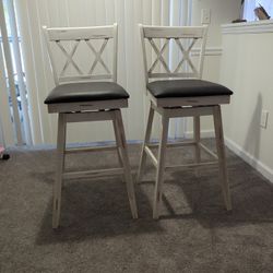 Set Of Bar Height Swivel Bar Stools 
