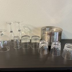 Bar Glassware & Vintage Ice Bucket