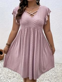 New Plus size eyelit criss cross dress