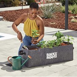 Back to the Roots Reusable Fabric Grow Bed for Herbs, Vegetables & Flowers, 3 cu. ft., Weatherproof, Double-stitched Handles for Easy Moving, No Assem
