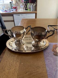 Silver creamer and sugar set