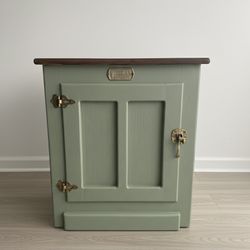 Antique Icebox End Table / Storage Cabinet