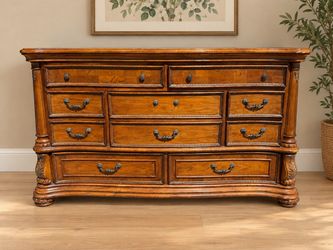 Traditional Ornate 9 Drawer Wood Dresser - Free Delivery
