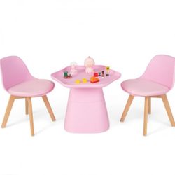 Wooden Kids Girls Activity Table Chairs Chair Set Padded Seat Pink HY10041PI
