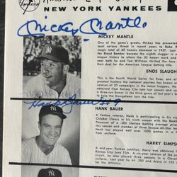 1957 world series program Mantle Aaron auto PSA certified . 28 autographs total