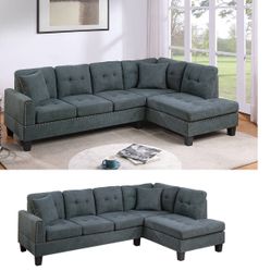 Bobkona Chaise Upholstered 2 Pieces Reversible Sectional Sofa