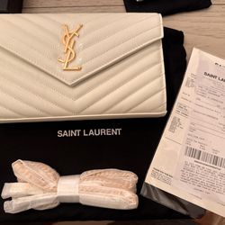 YSL Cassandre Matelasse Envelope Chain Wallet