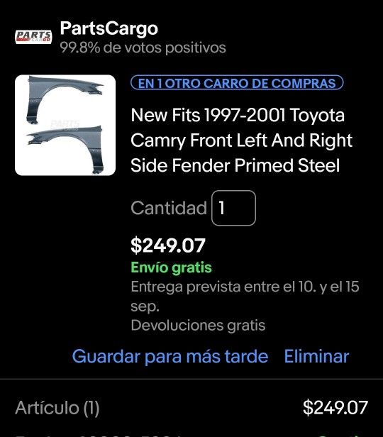 Defensa Izquierda Y Derecha Camry 1(contact info removed) Nuevos Sellados