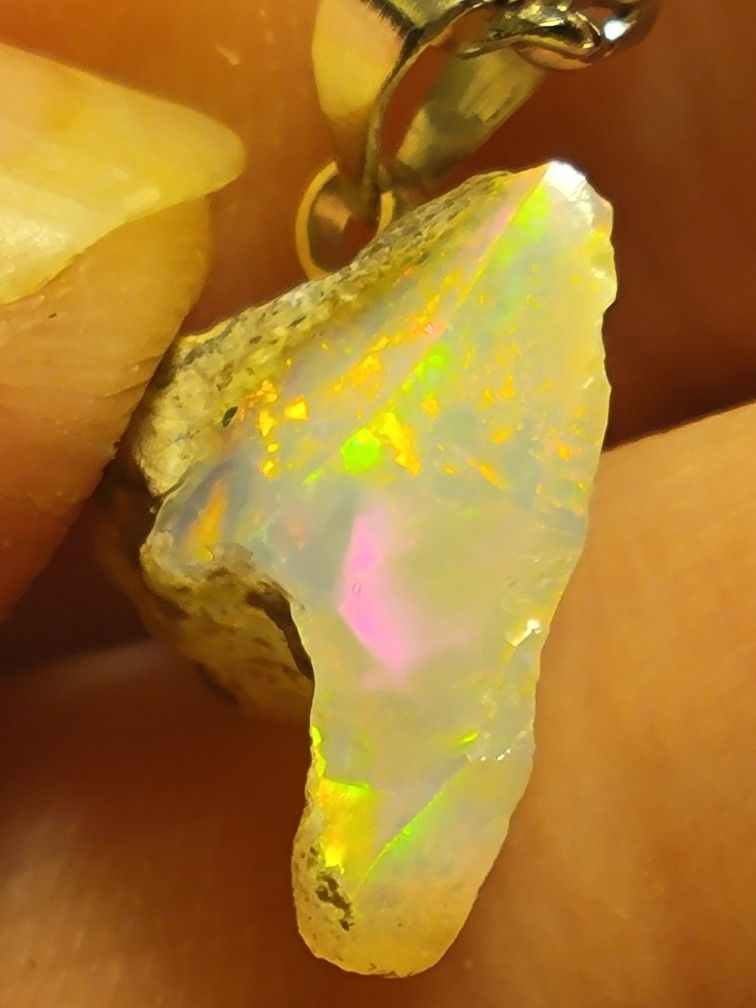 Natural Ethiopian Fire Opal Rough Untreated Pendant 