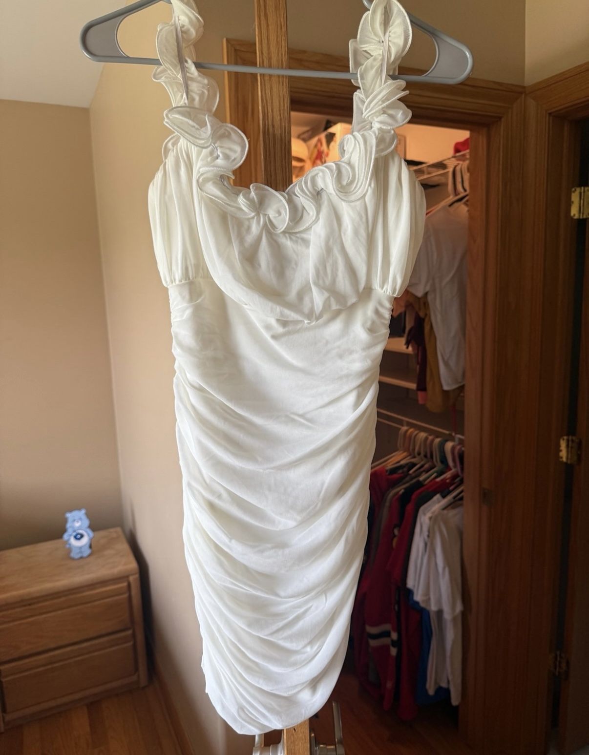 Selfie Leslie White Ruched Dress