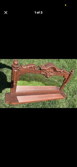 Vintage MCM Hanging Mirror with Shelf