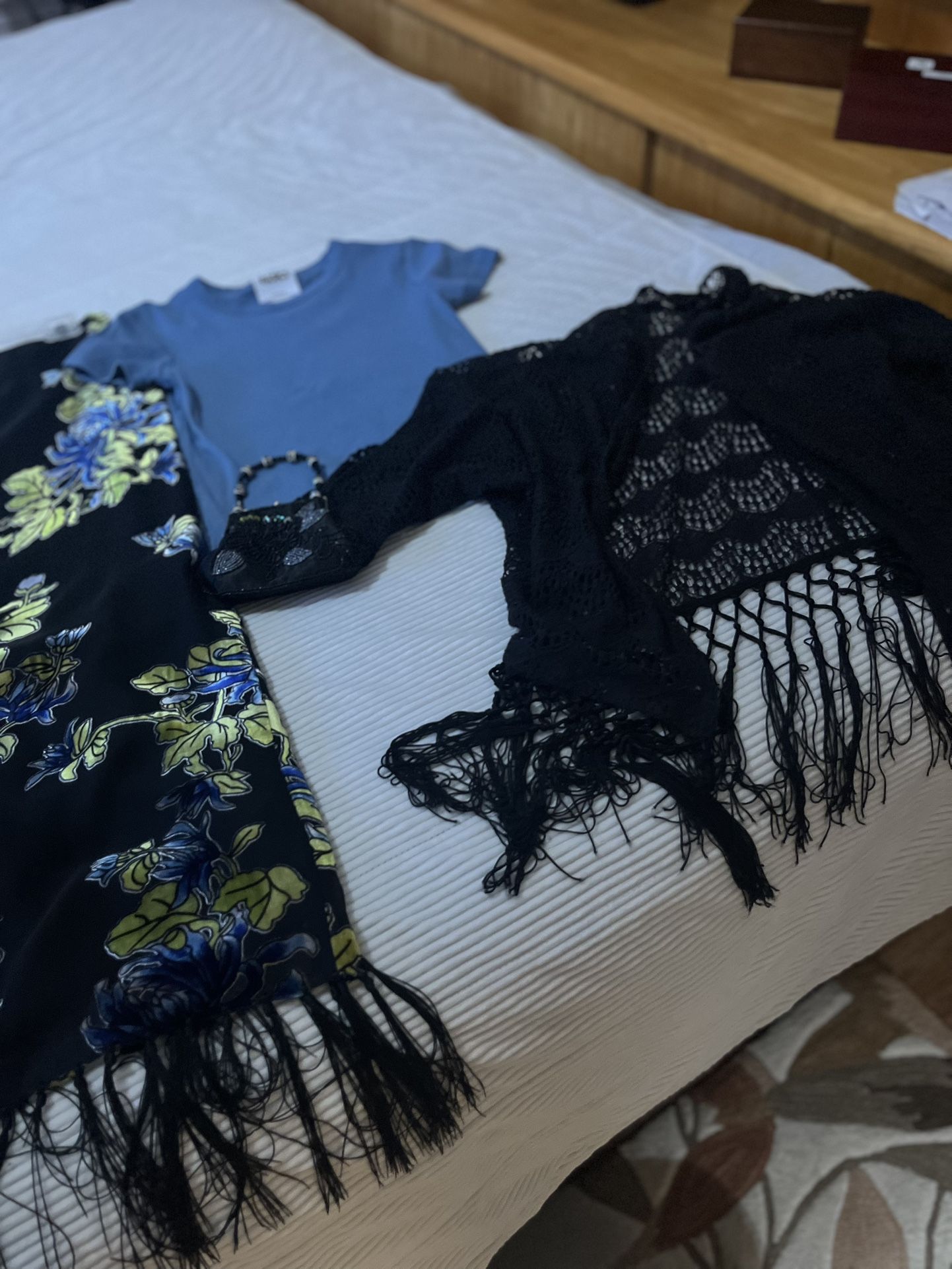 Silk And Velvet Skirt W Fringe Jacket