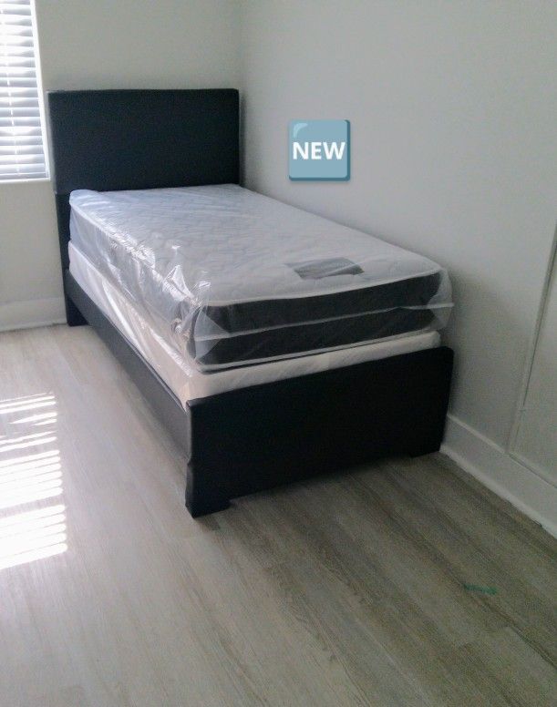 $275 Twin Bed Frame With Mattress And Boxspring Brand New Free Delivery