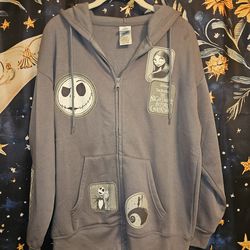The Nightmare Before Christmas Jack Skellington & Sally hoodie jacket men's or women's size Large