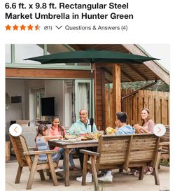 Sun-Ray 6.6 ft. x 9.8 ft. Rectangular Steel Market Umbrella in Hunter Green