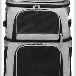 Double Cat Carrier, Cat Backpack Carrier for 2 Cats, Multi Dog Backpack, Two Cat Carrier with 7 Ventilation Windows, Built-in Frame and Support Plate,