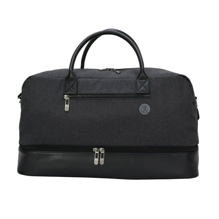 Protege 21” Unisex Drop-Bottom Weekender Travel Duffel Bag Charcoal 11.5x22x13”