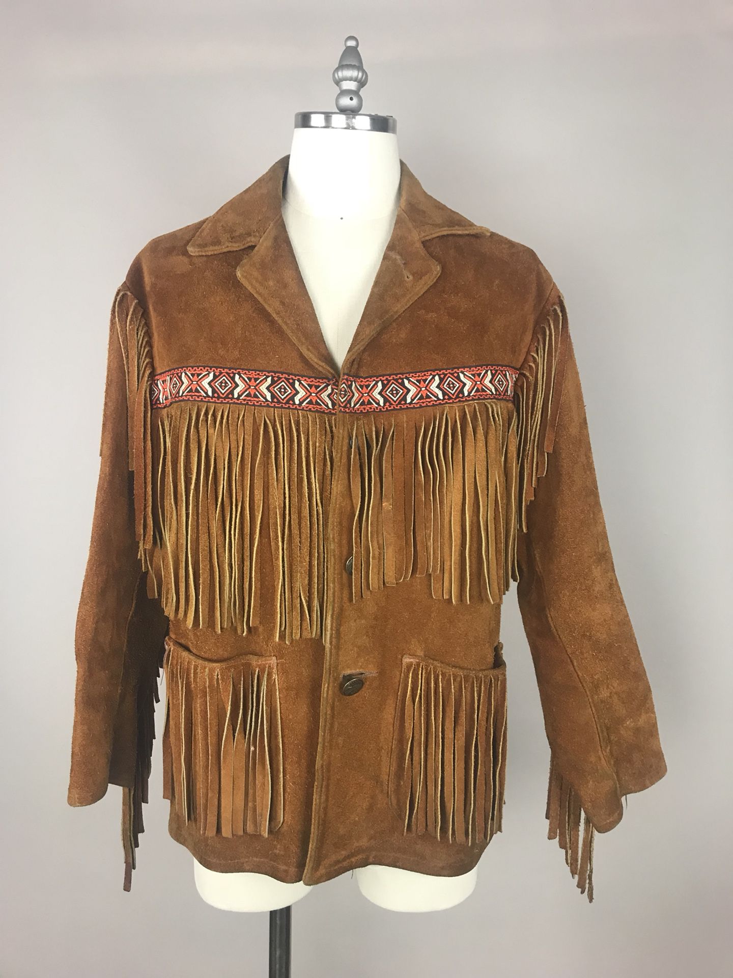 Vintage leather, fringe , suede, hand-made native, ceremonial jacket.