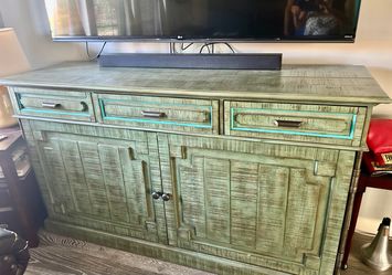 Rustic Distressed Green  Cabinet