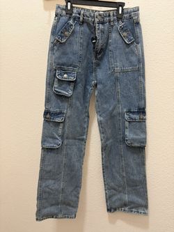 Fashion Nova Kids mini wide leg cargo jeans