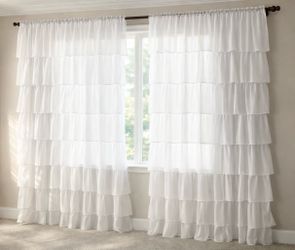 Layered White Curtains Set of 2 Panels 84" x 42"