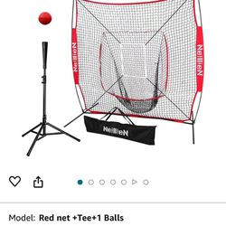NEW! 7'×7' Baseball Softball Practice Net w/Strike Zone Hitting Batting Catching Pitching Training Net with Batting Tee 