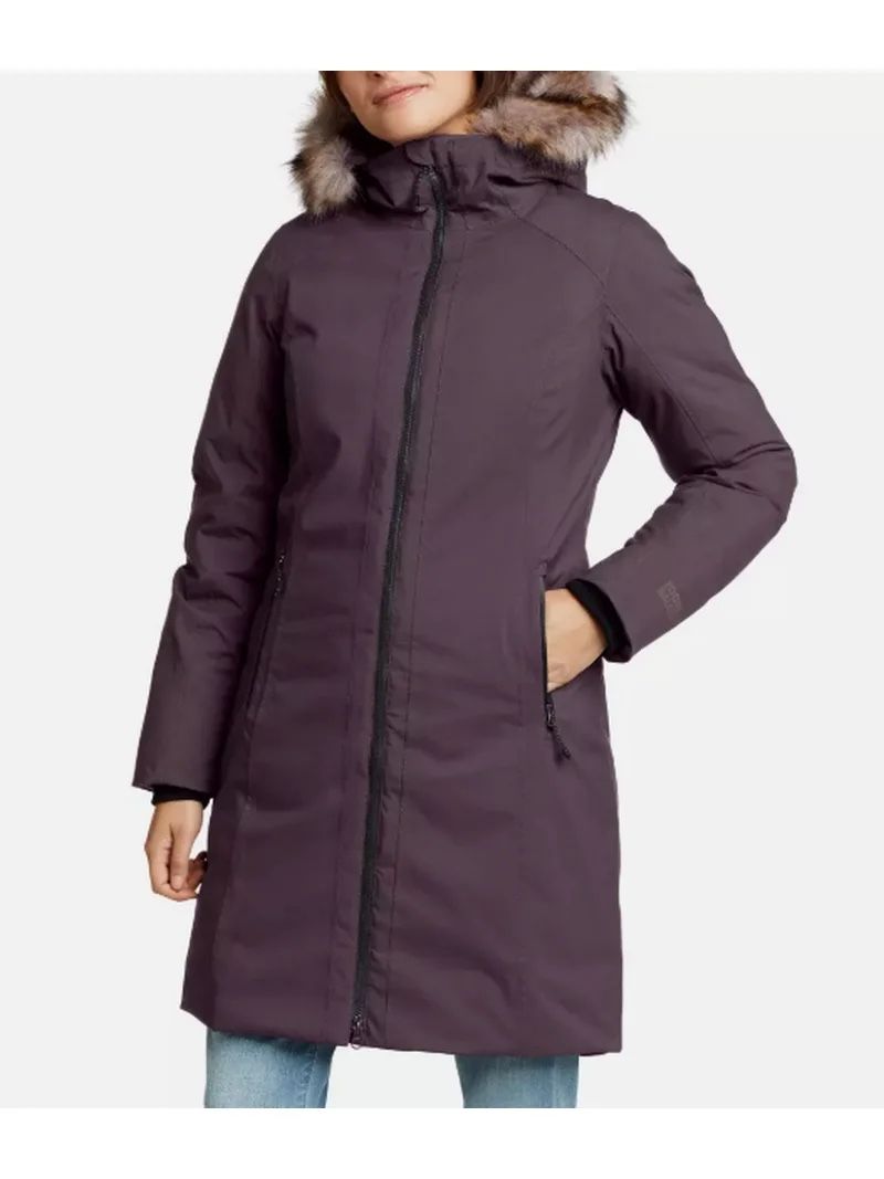 Eddie Bauer Women's Waterproof Down Stadium Coat, Purple/ Black, Medium