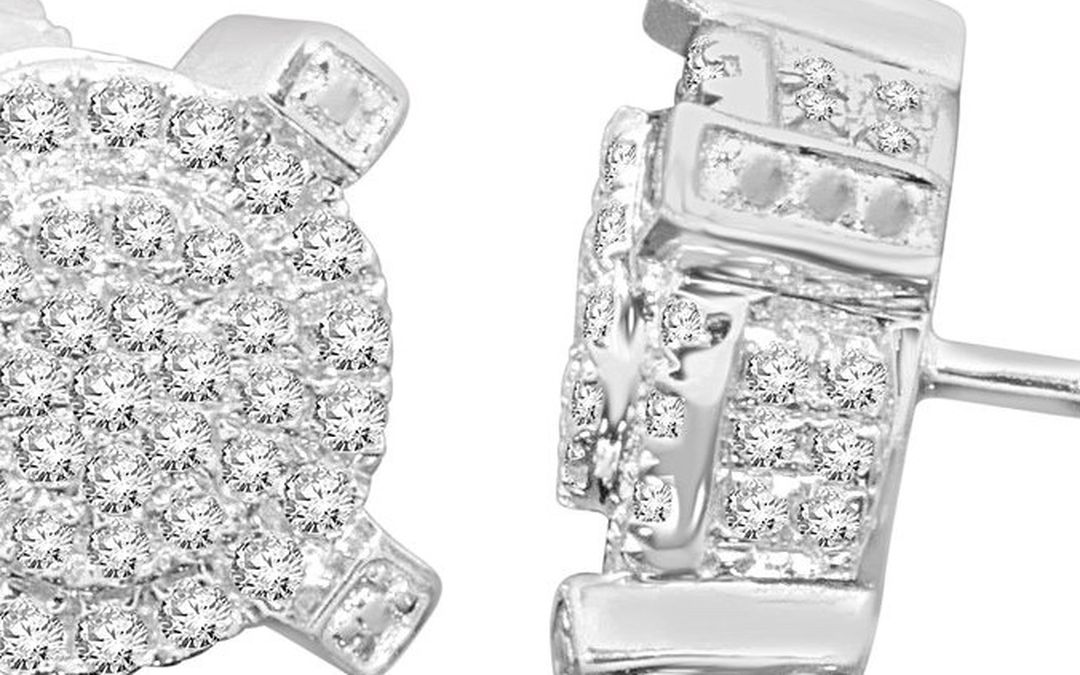 10K WHITE GOLD .56 CARAT MENS WOMENS 9mm 100% REAL DIAMONDS EARRINGS STUDS