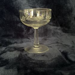 Vintage Etched Clear Crystal Champagne Glasses 