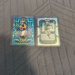 NFL Caleb Williams Mosaic RC Blue Prizm, Jameson Williams Variations No Huddle Silver Disco RC