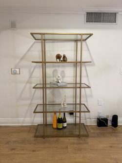 Modern Gold & Glass Display Shelves – Like New