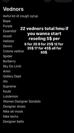 VENDORS FOR RESELLLING