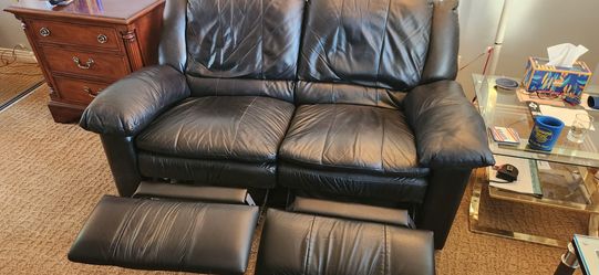 Leather reclining love seat Black