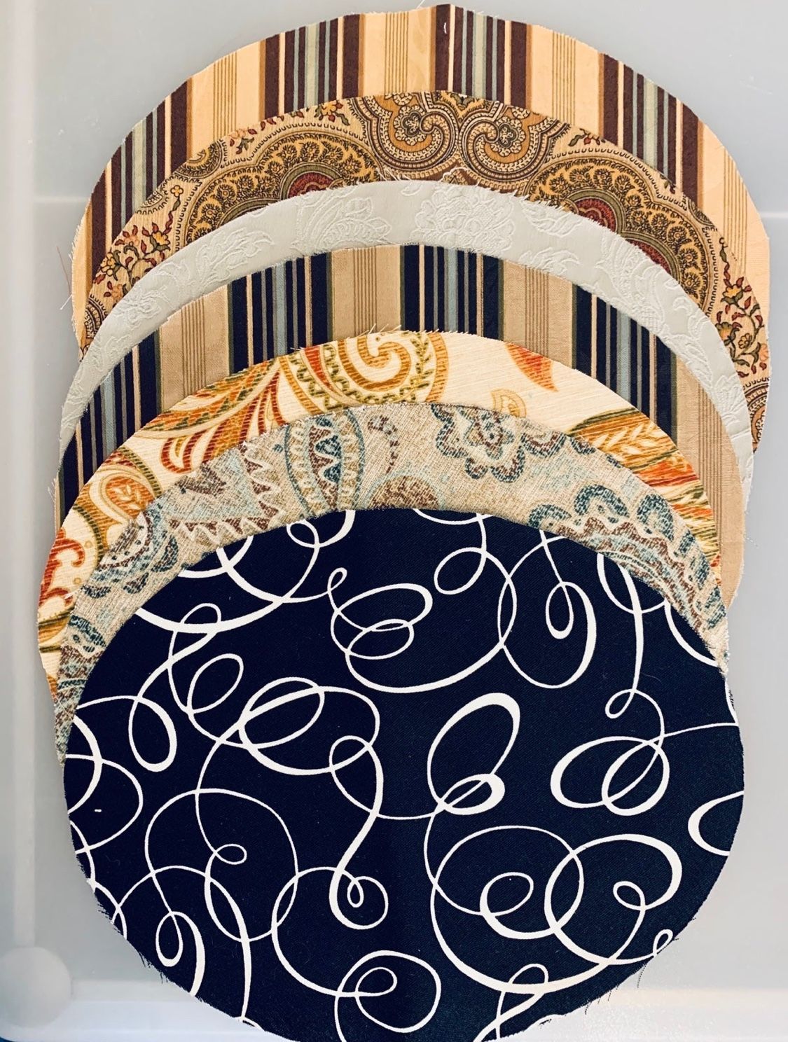 7 Fabric Ovals for Crafts (Doilies or Table Mats?) 12 1/4” x 10” #101223A1