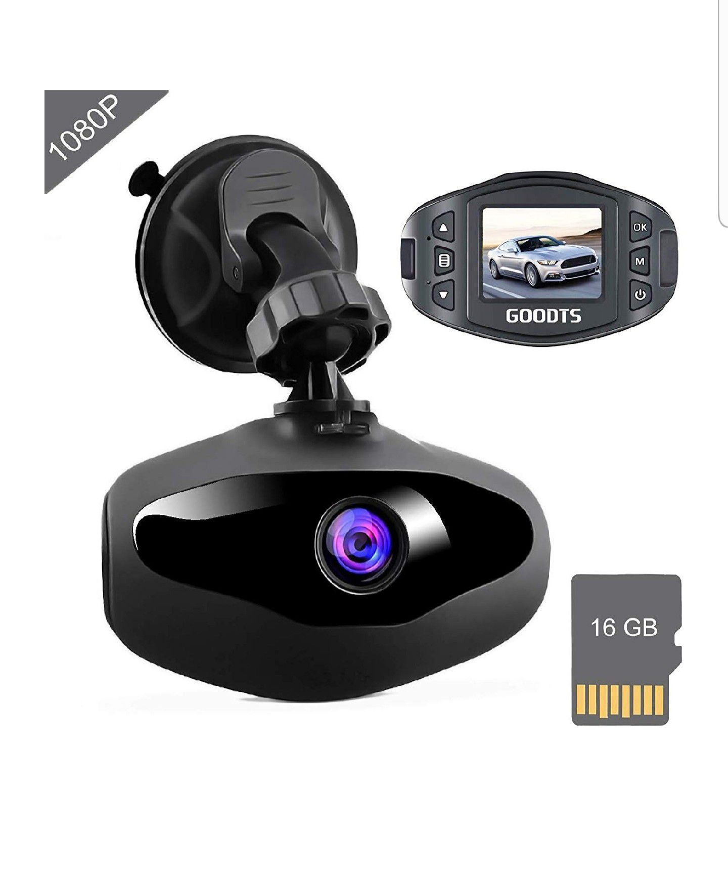 Dash Camera Full Mini Car with G-Sensor Loop Recording WDR Motion Detection Night Vision (16GB Card Included)