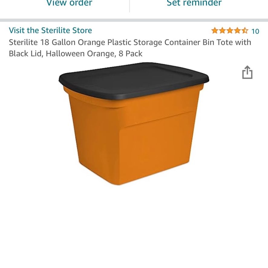Sterilite 18 gallon orange & black storage tote sale