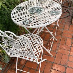 Table And Two Chairs Folding Away Antique