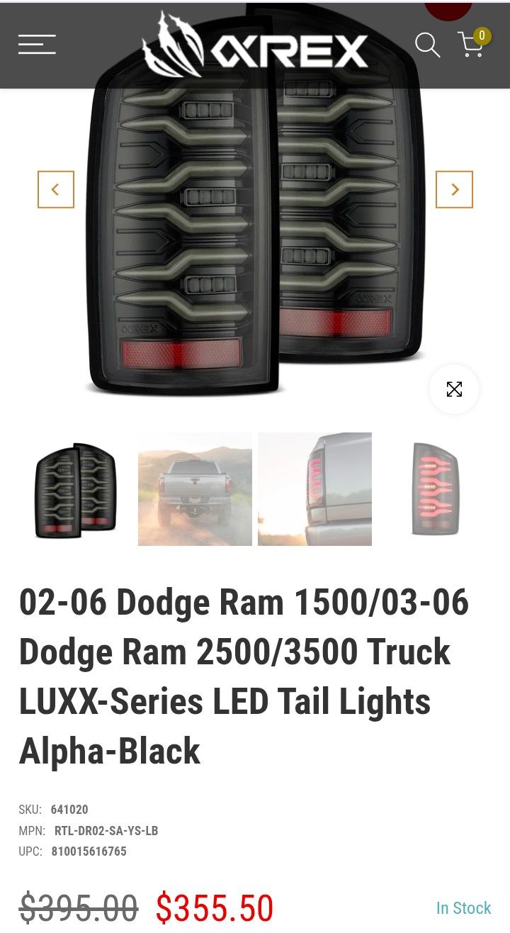 02-06 Dodge Ram 1500/03-06 Dodge Ram 2500/3500 Truck LUXX-Series LED Tail Lights Alpha-Black