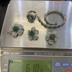 VVS 18k White  Rolex Gold Estate Emerlad Diamond Set Van Cleef 24k Silver Gold Ring Bracelet Earrings Silver Buy Sale Trade 
