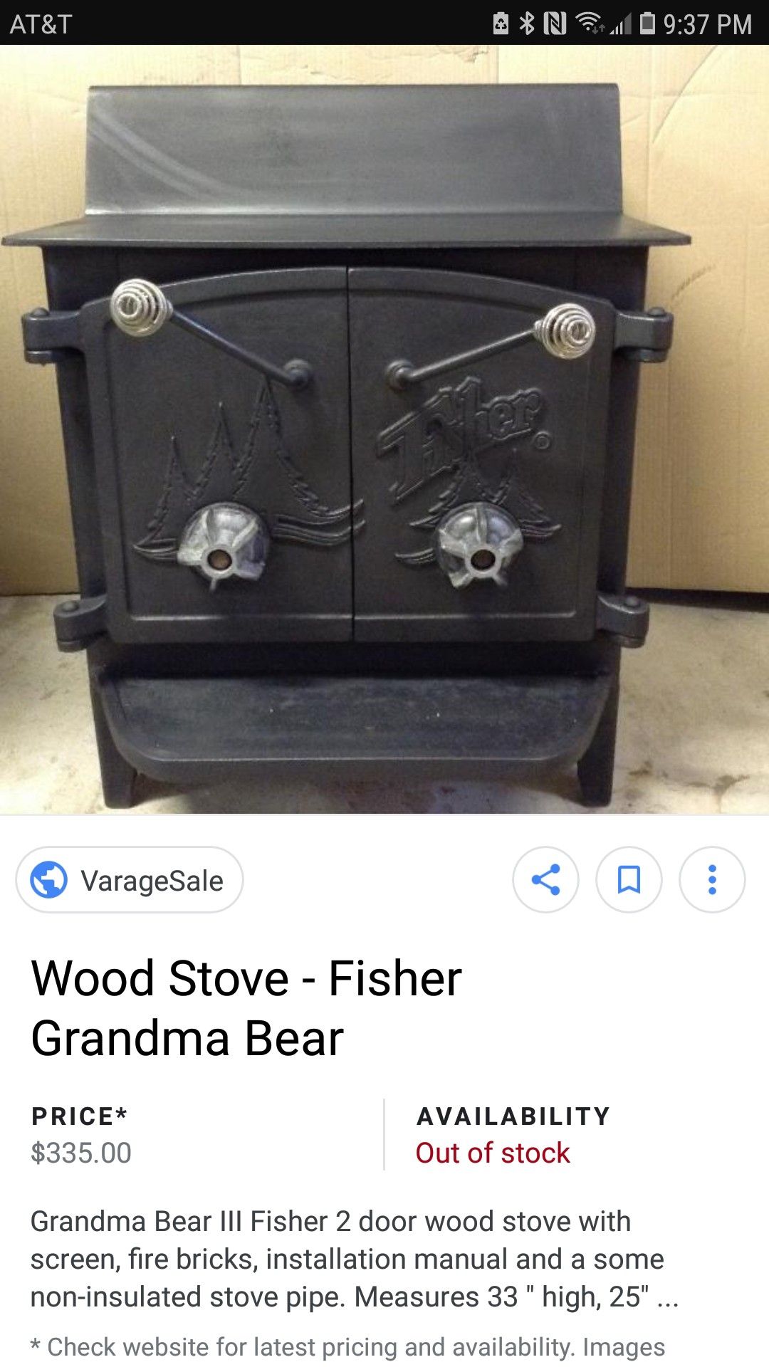 Fisher fireplace wood stove (mama bear) for Sale in Manteca, CA - OfferUp