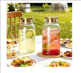 2 PACK GLASS PITCHER  WITH LID