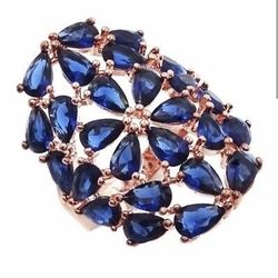 Savvy Cie Rose Gold Sapphire Ring Size 7 - RETAIL $185