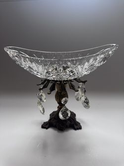 Crystal Centerpiece With Brass Base