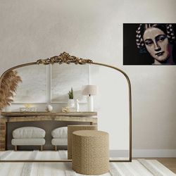 Vintage Gold Ornate Baroque Mirror - 36"X30" Arched Antique Brass Mirror with Full Metal Frame