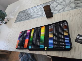 Dual tip brush pens